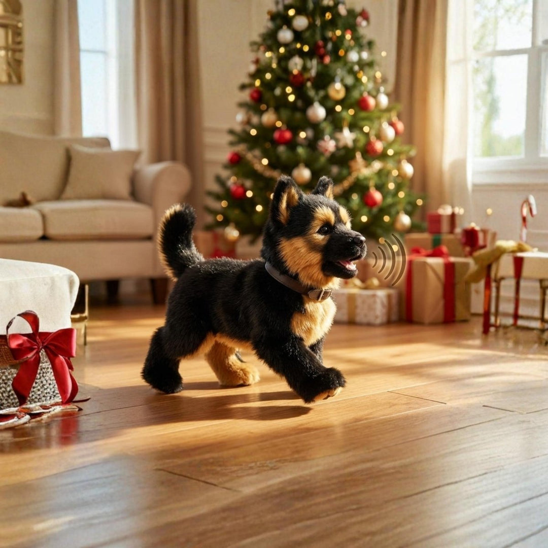 Jouet interactif pour chiot Berger Allemand réaliste en peluche avec mouvements et aboiements