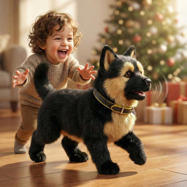 Jouet interactif pour chiot Berger Allemand réaliste en peluche avec mouvements et aboiements