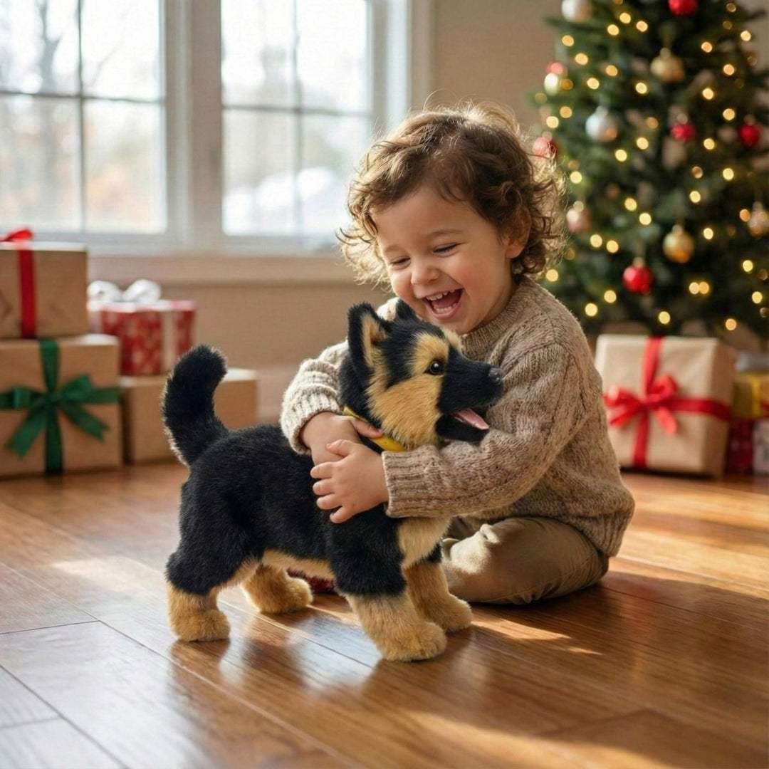 Jouet interactif pour chiot Berger Allemand réaliste en peluche avec mouvements et aboiements