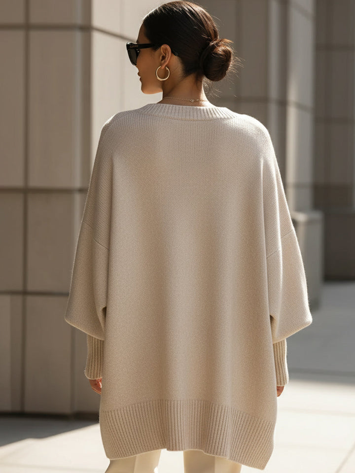 Pull-over pour femme oversize en maille à côtes pour l'automne, coupe ample