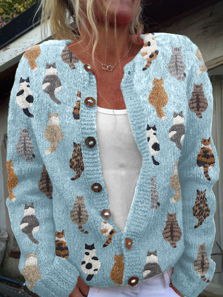 Cardigan femme en maille à motifs, gilet boutonné pour l’automne