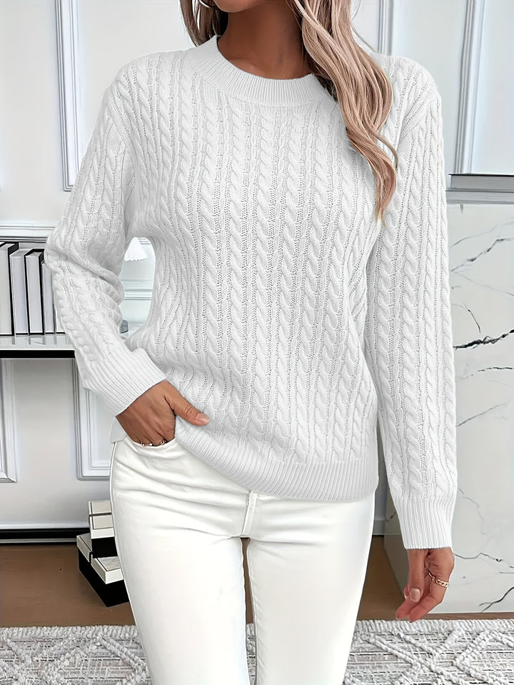 Pull en maille torsadée femme chaud en acrylique pour rester au chaud en hiver