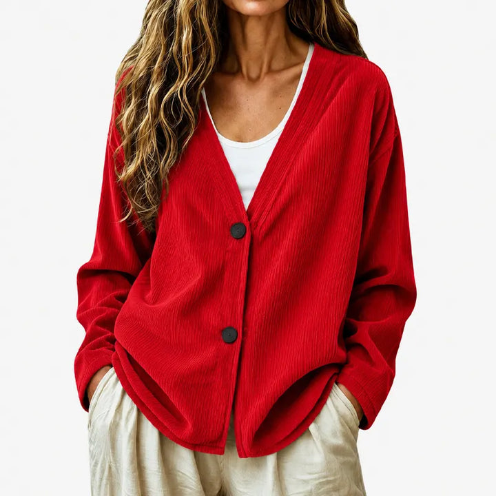 Cardigan femme en maille à col V, boutonné, pour l’automne