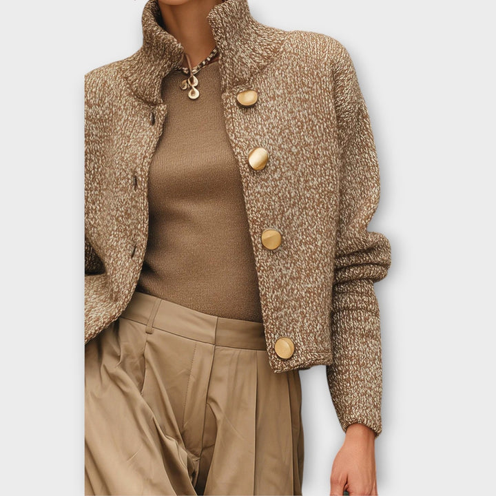 Chaqueta corta de punto de lana para mujer, elegante, para el otoño