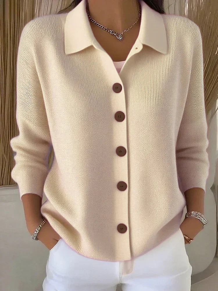 Cardigan femme en maille boutonné, pull d’automne