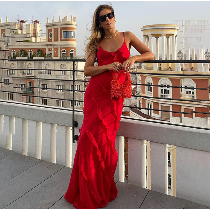Céline™ - Elegant Cotton Dress with Ruffles