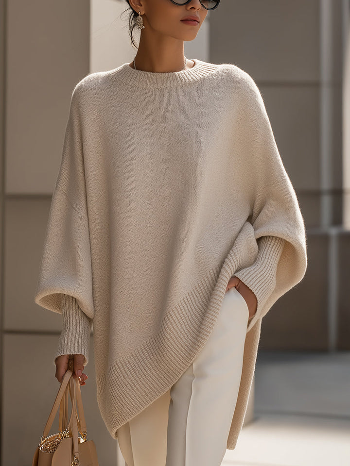 Pull-over pour femme oversize en maille à côtes pour l'automne, coupe ample