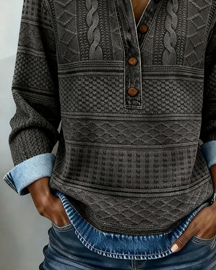 Blouse femme en maille de coton à rayures pour l’automne