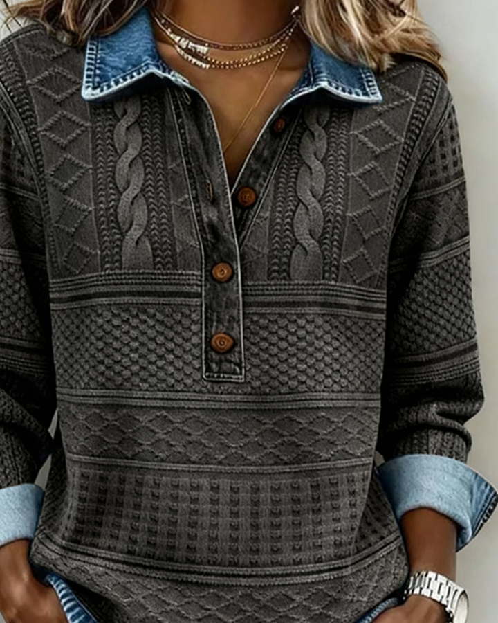 Blouse femme en maille de coton à rayures pour l’automne