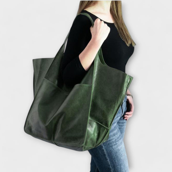 Spacious leather weekend travel bag for women, autumn collection