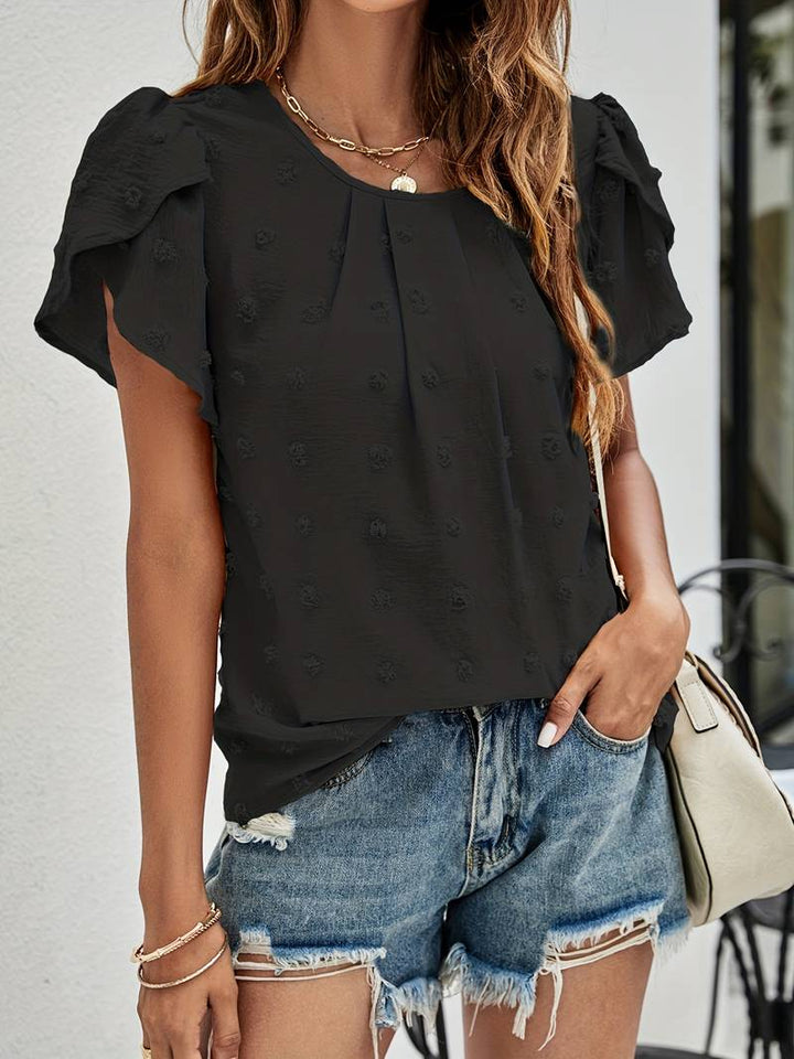 Charice - Chic Swiss Shirt with Petal Sleeves for Women