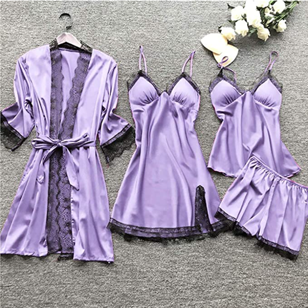 Silk pajama set with lace, camisole, and shorts - Summer 2026
