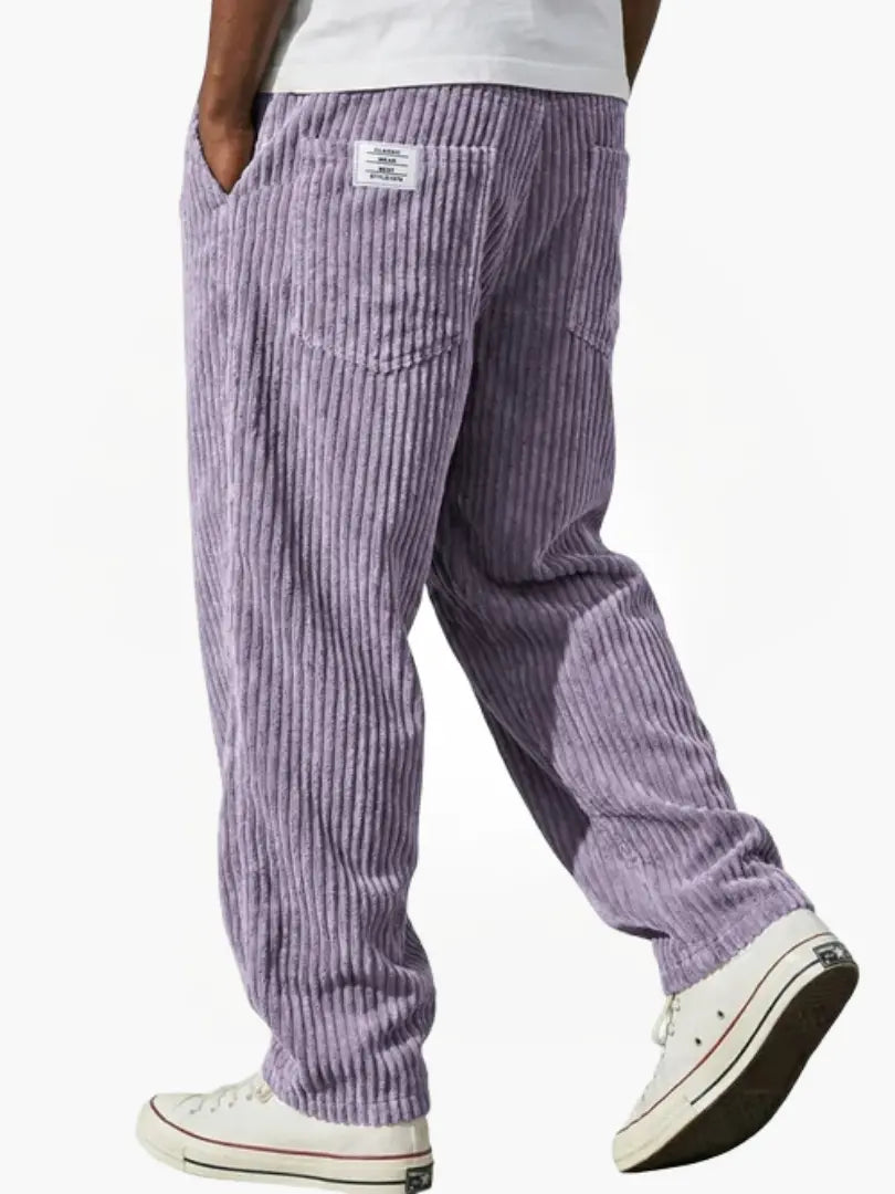 Pantalon homme en velours côtelé de coton, coupe ample, style décontracté pour l’automne