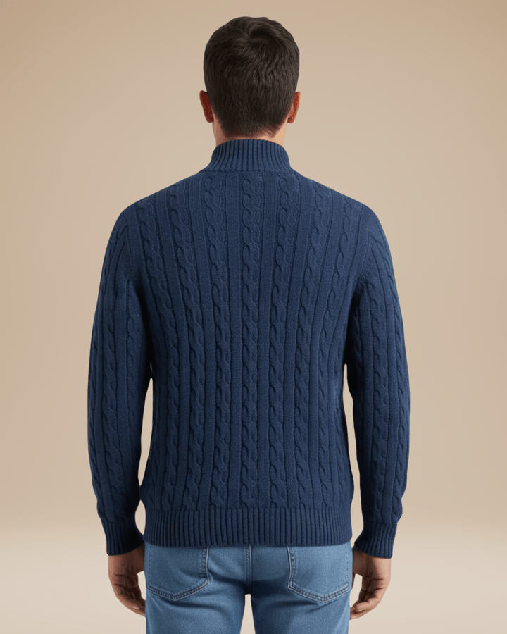 Pull en maille unisexe à fermeture éclair, motif torsadé, pour l’automne