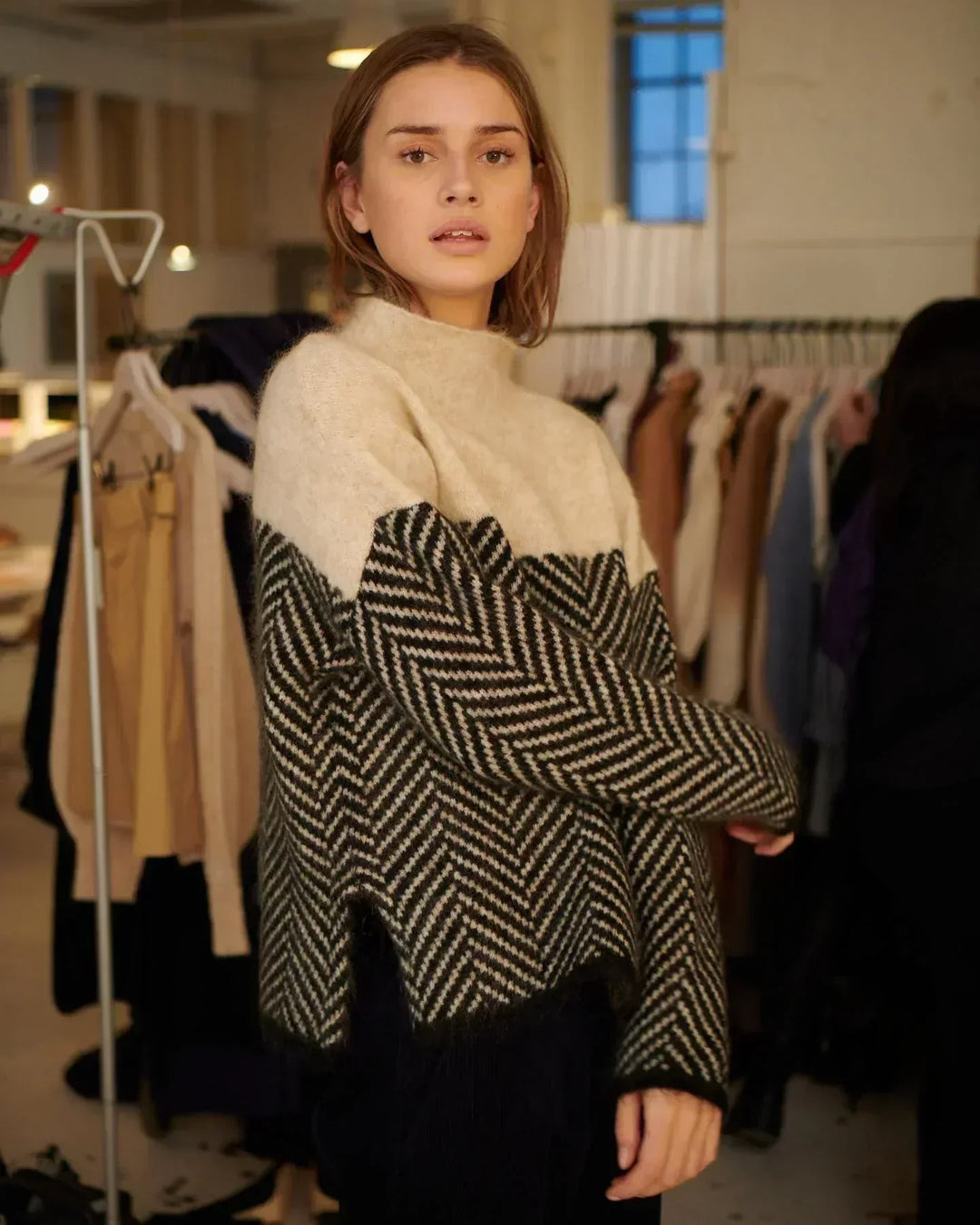 Pulover bărbătesc din lână merinos, cu guler înalt și tricot elegant, pentru toamnă