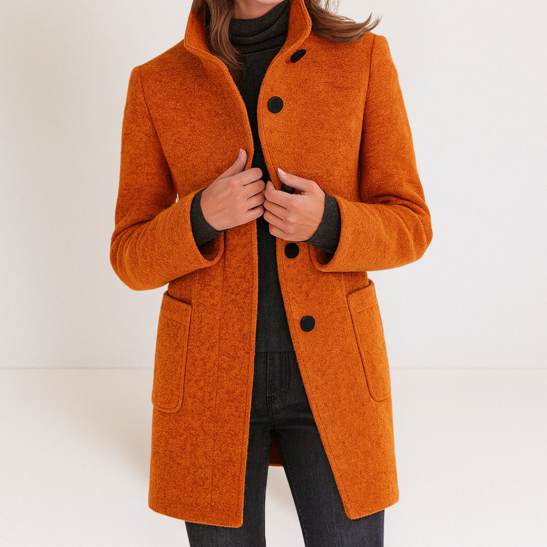 Manteau pour femme en mélange de laine pour l'automne, élégant et chaud, coupe classique
