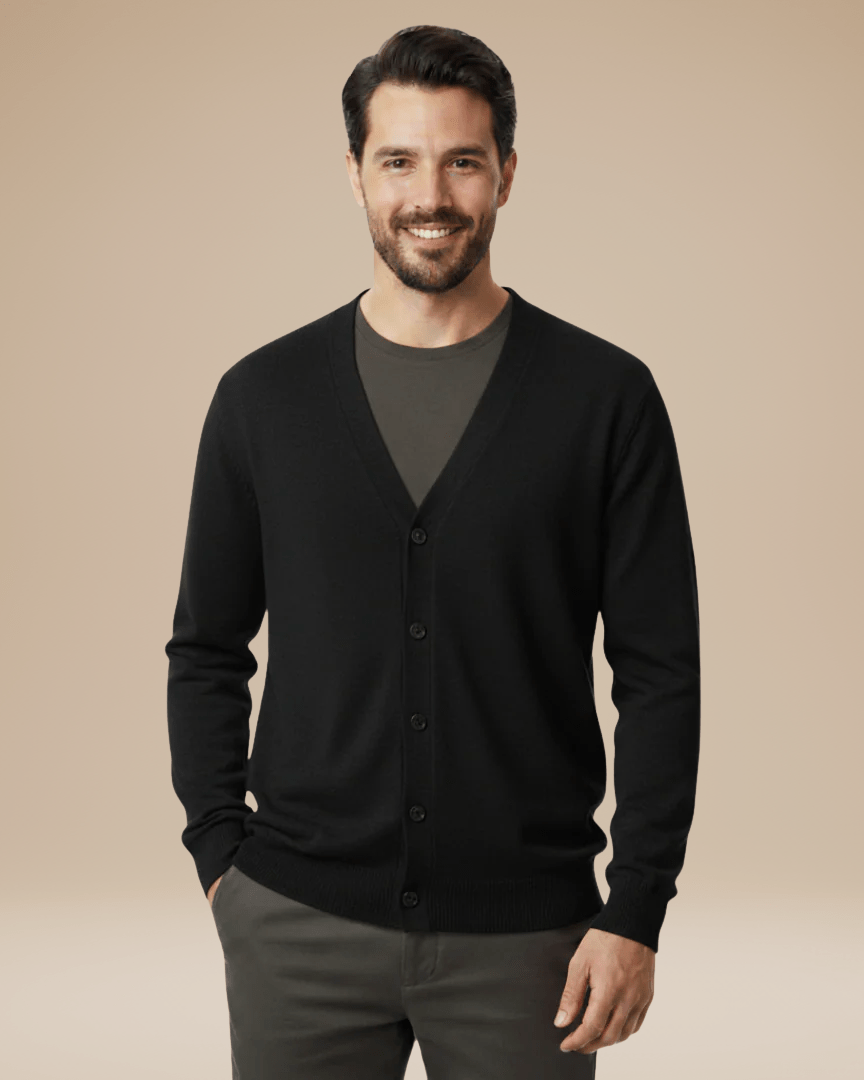 Men's cashmere cardigan, button-up autumn sweater with a V-neck
