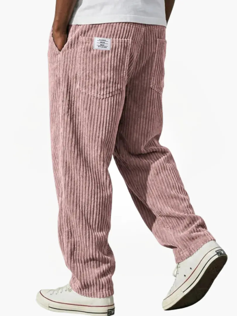 Pantalon homme en velours côtelé de coton, coupe ample, style décontracté pour l’automne