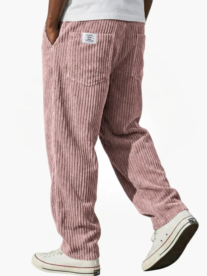 Pantalon homme en velours côtelé de coton, coupe ample, style décontracté pour l’automne