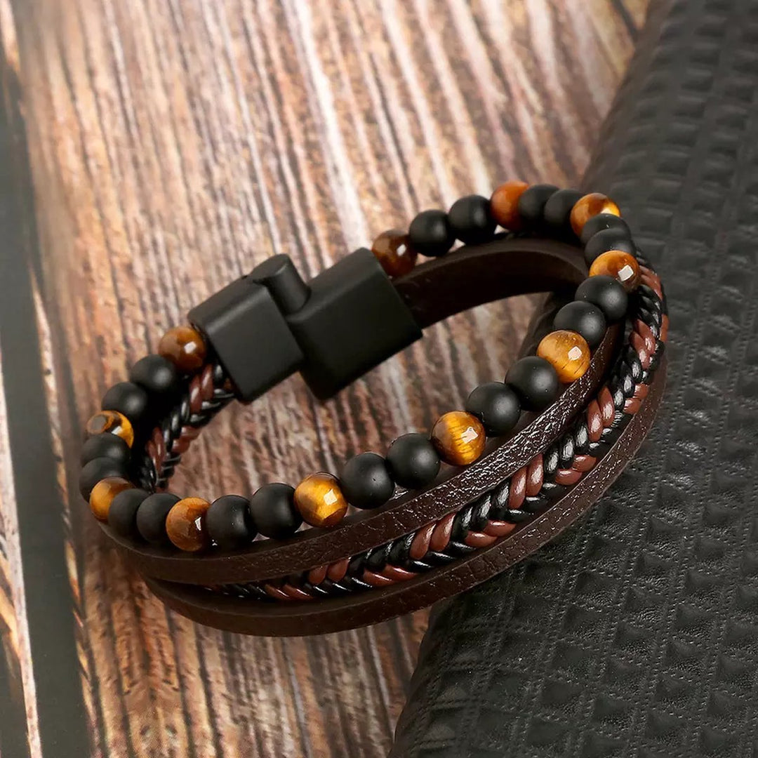 Lucas - Jeu de bracelets en cuir élégants pour hommes avec style