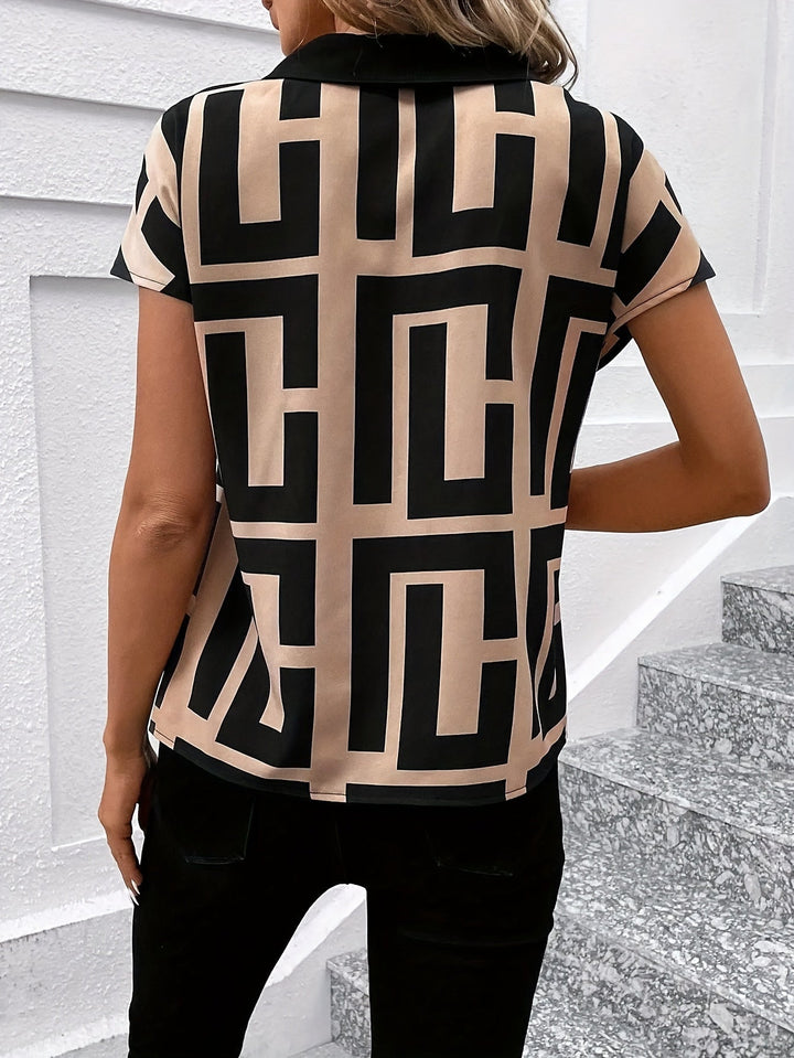 Sabine - Blusa geométrica elegante para mujeres