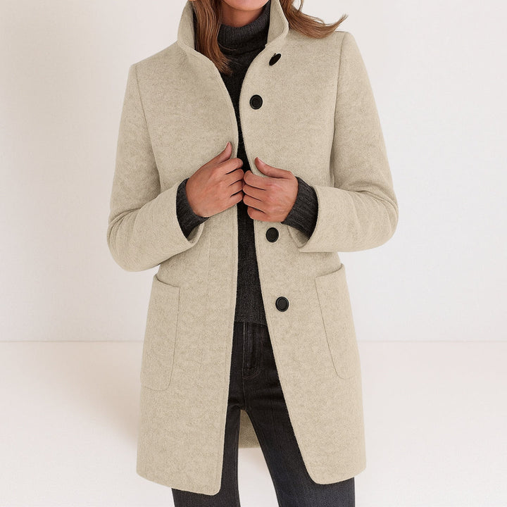 Manteau pour femme en mélange de laine pour l'automne, élégant et chaud, coupe classique