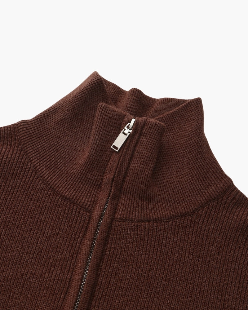 Pull en laine pour homme à col zippé, côtelé, style smart casual, automne