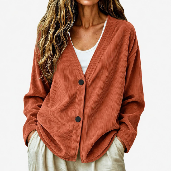 Cardigan femme en maille à col V, boutonné, pour l’automne