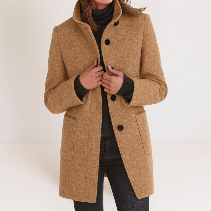 Manteau pour femme en mélange de laine pour l'automne, élégant et chaud, coupe classique