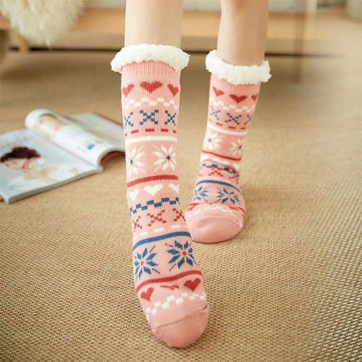 Chaussettes chaudes d'hiver antidérapantes en polaire pour garder les pieds au chaud