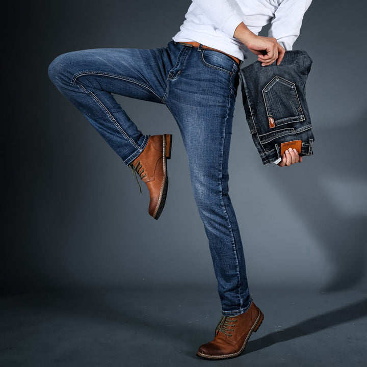 Jean homme coupe slim en coton extensible pour l’automne