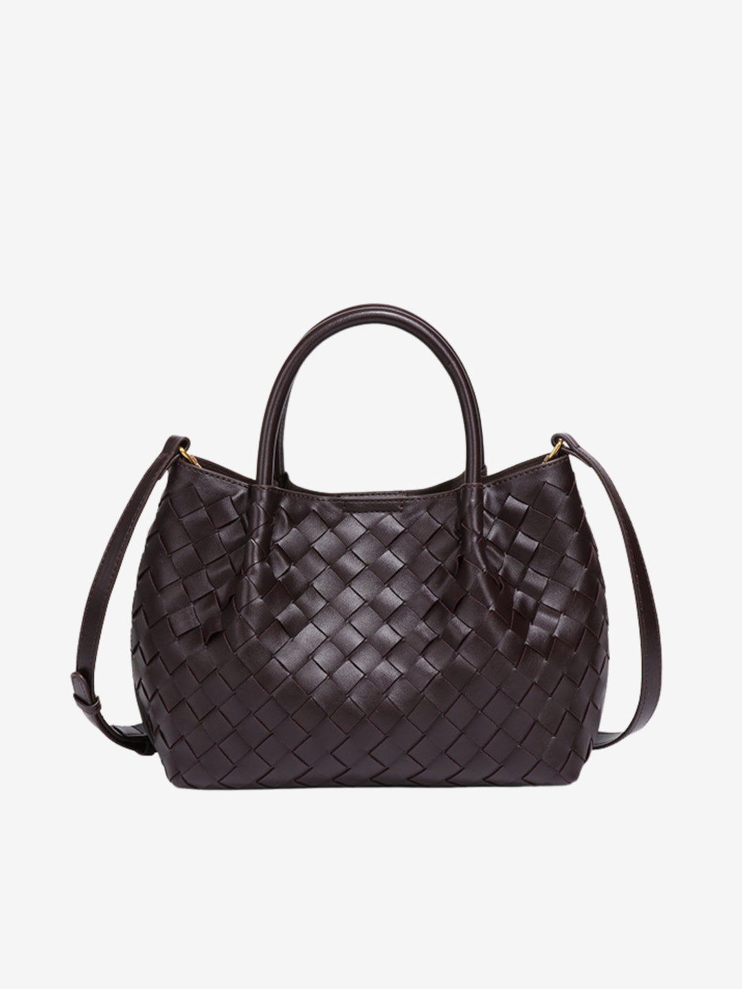 Large woven leather shoulder bag for women, autumn collection