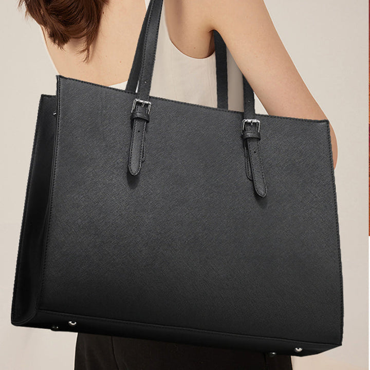 Bolso para portátil de cuero para mujer con bandolera práctica