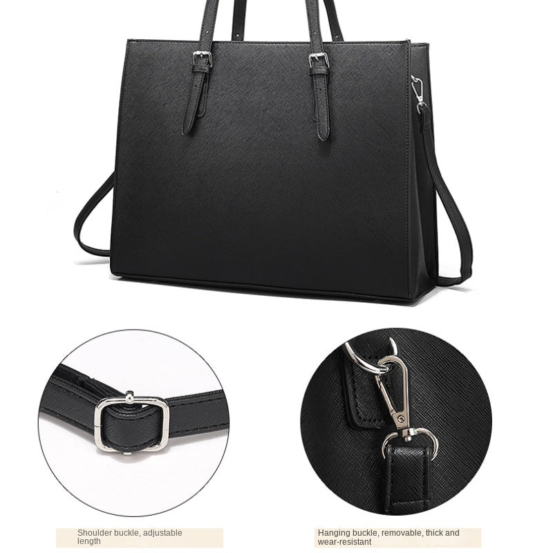 Bolso para portátil de cuero para mujer con bandolera práctica