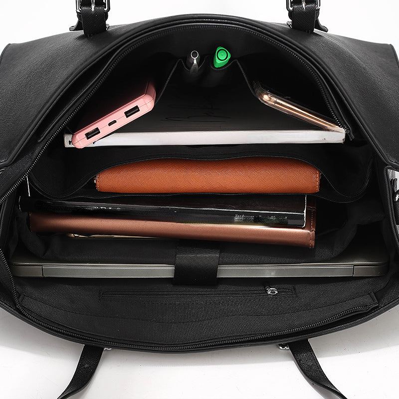 Bolso para portátil de cuero para mujer con bandolera práctica