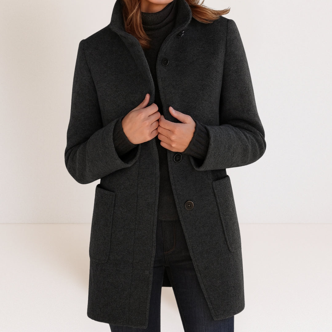 Manteau pour femme en mélange de laine pour l'automne, élégant et chaud, coupe classique