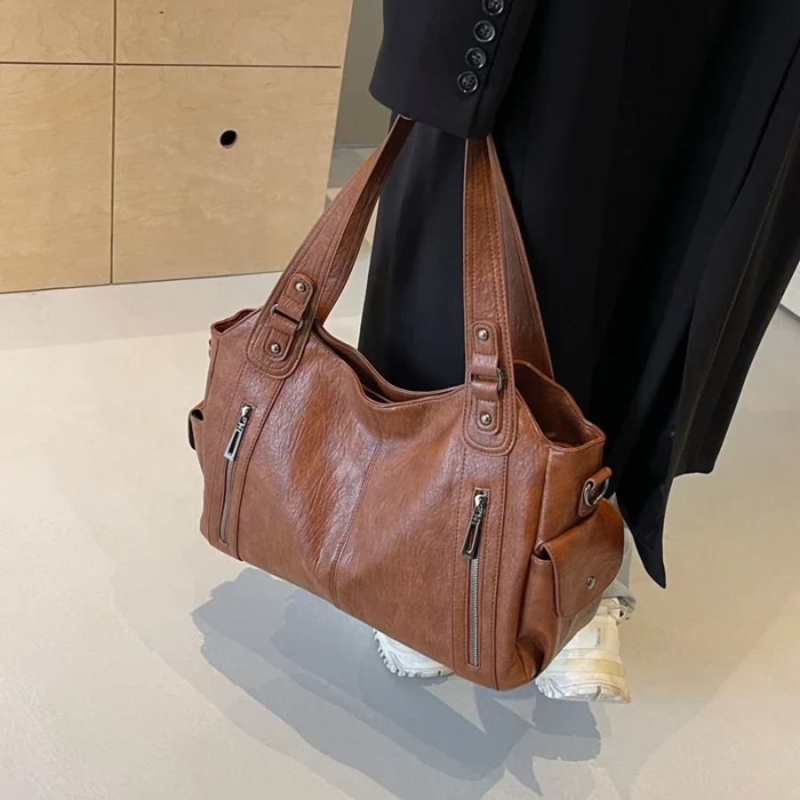 Sac bandoulière femme en cuir, spacieux, style automnal et urbain