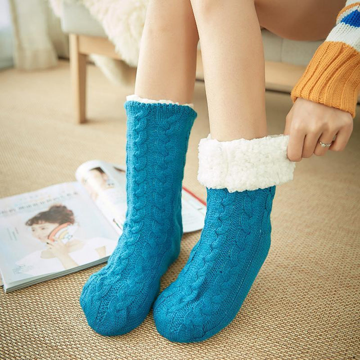 Chaussettes chaudes d'hiver antidérapantes en polaire pour garder les pieds au chaud