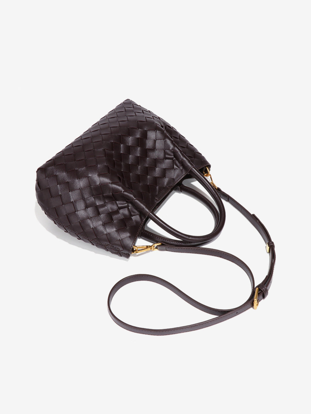 Large woven leather shoulder bag for women, autumn collection