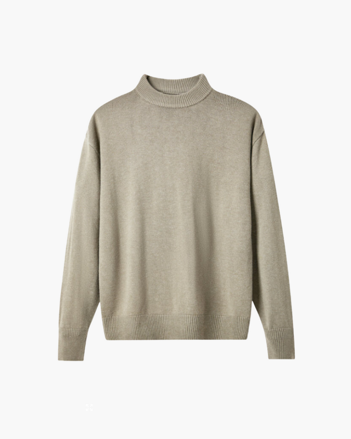 Pull homme en laine à col montant, chaud, en maille, pour l’automne