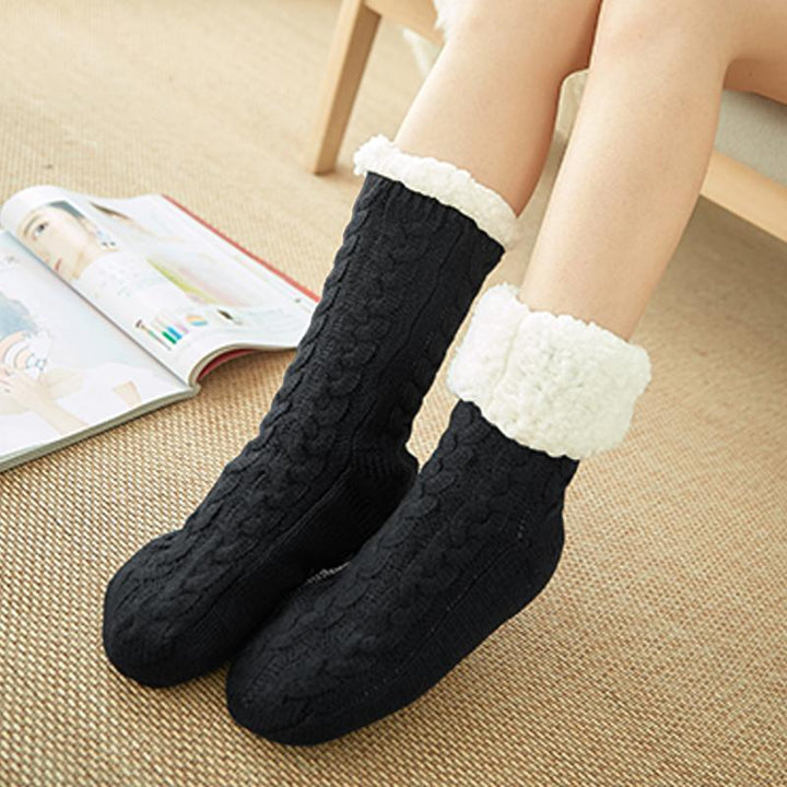 Chaussettes chaudes d'hiver antidérapantes en polaire pour garder les pieds au chaud