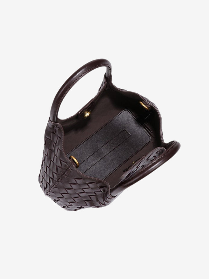Large woven leather shoulder bag for women, autumn collection