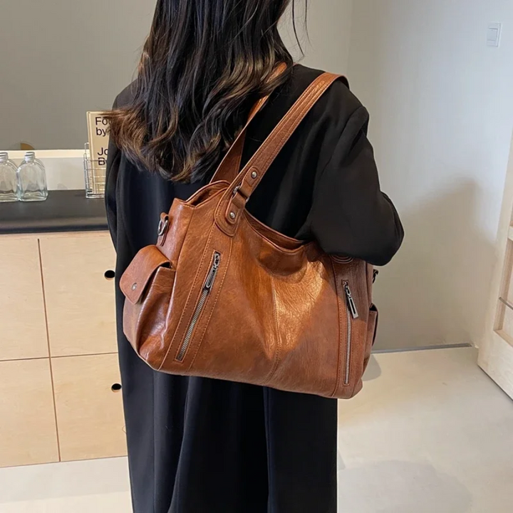 Sac bandoulière femme en cuir, spacieux, style automnal et urbain