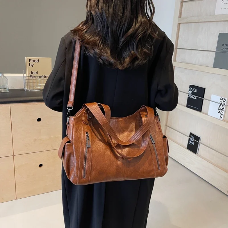 Sac bandoulière femme en cuir, spacieux, style automnal et urbain