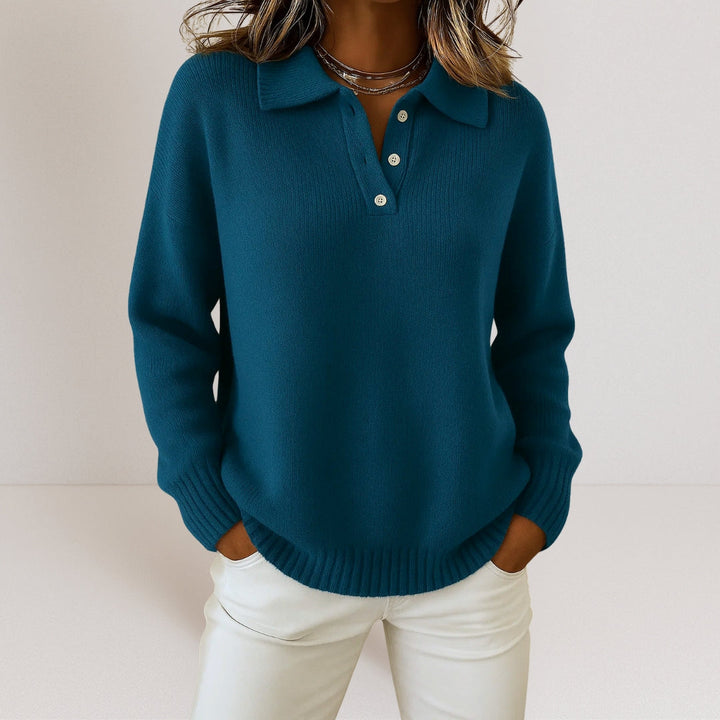 Pull femme en maille avec col pour l'automne, coupe élégante au quotidien