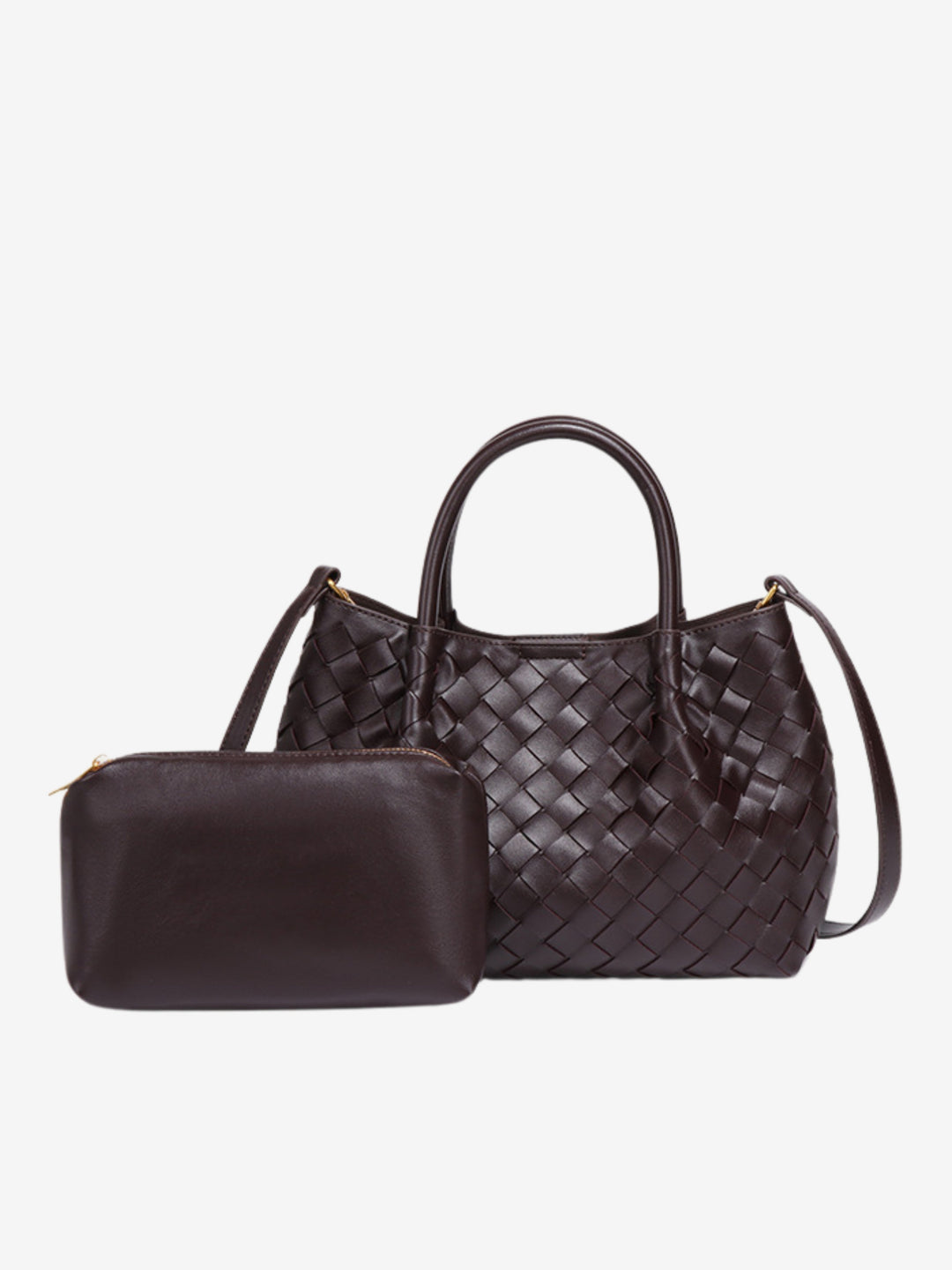Large woven leather shoulder bag for women, autumn collection
