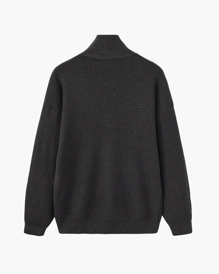 Pull en laine pour homme à col zippé, côtelé, style smart casual, automne