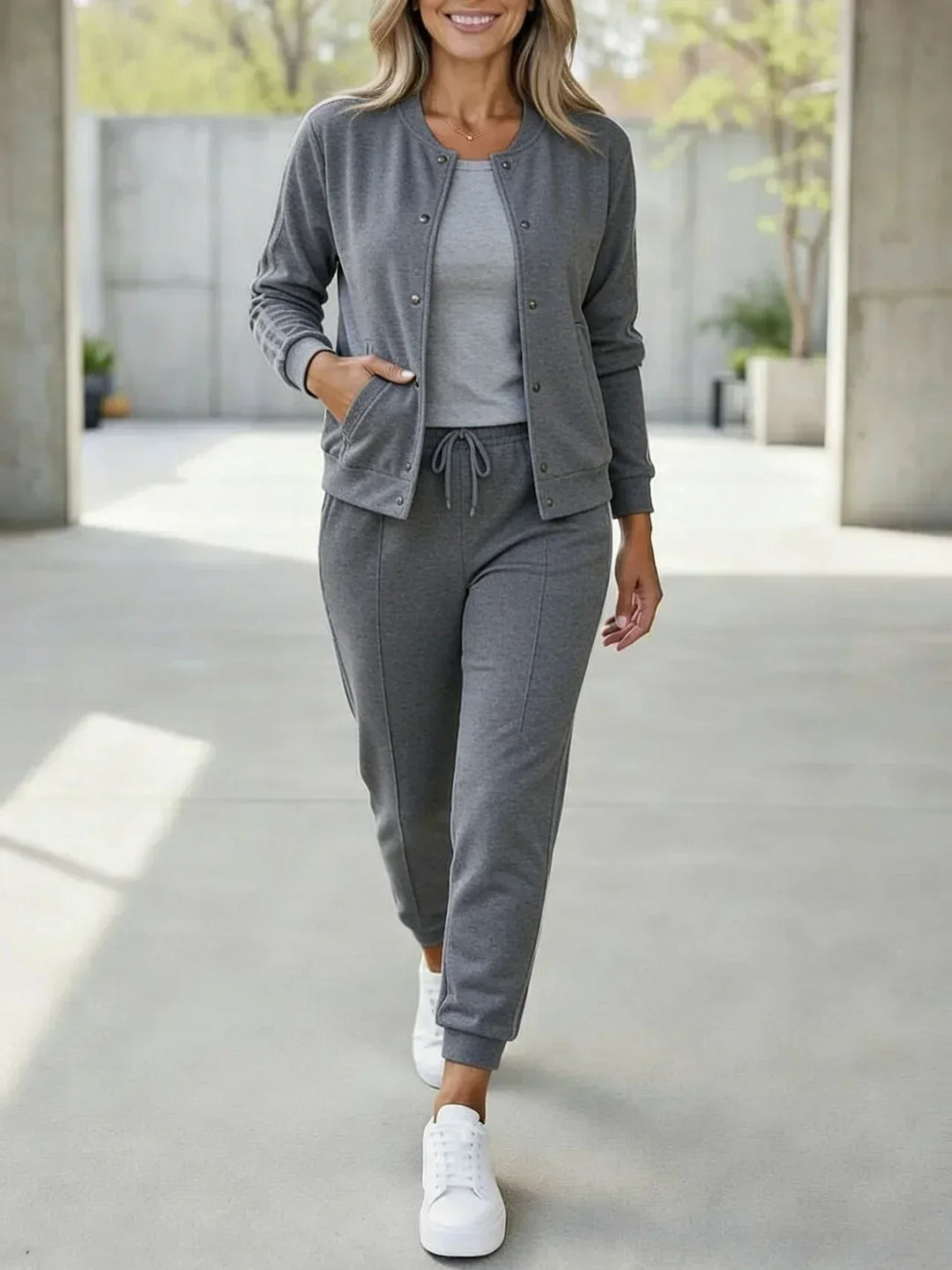 Ensemble de survêtement pour femme 3 pièces avec pantalon et haut en coton, pour l’automne