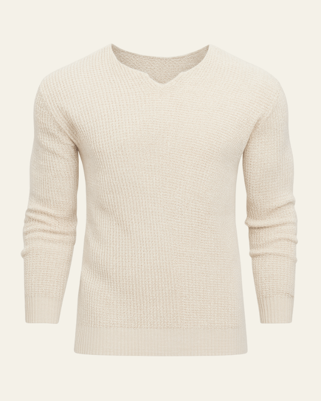 Pull en maille pour homme pour l’automne, pull doux à col en V pour les journées fraîches