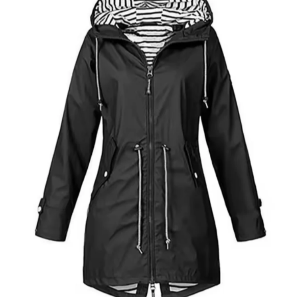 Veste pour femme imperméable avec capuche en polyester pour l'automne, coupe-vent